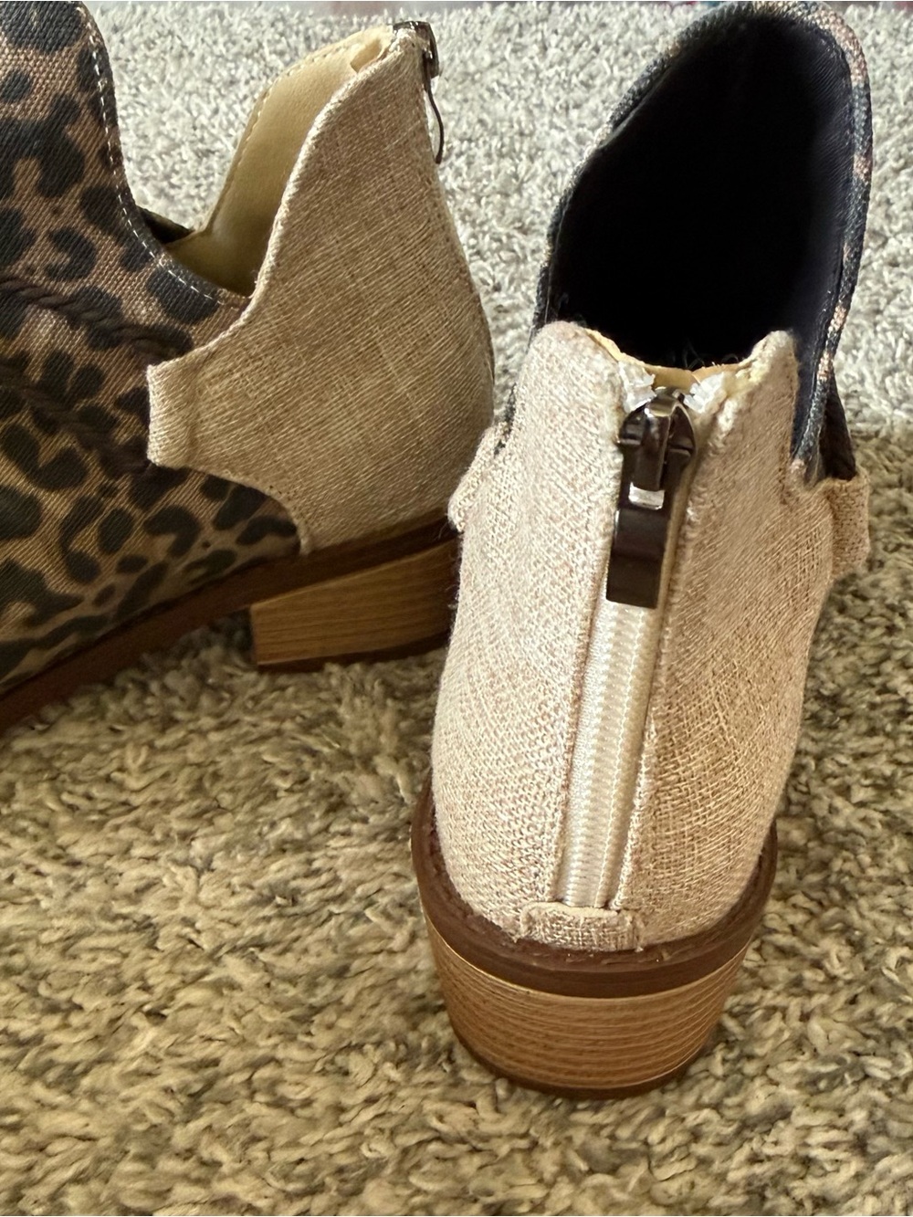 Leopard Print Ankle Boots- Neutral Multicolour, Zip back, Size 8 - Picture 5 of 5